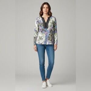 J Peterman Embroidered Paisley Tunic Purple Size XL